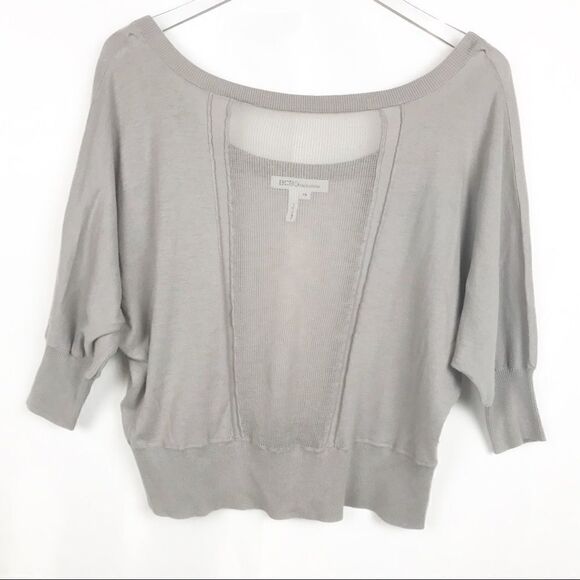 BCBGENERATION Dolman top, sheer center, Gray. - Picture 1 of 4